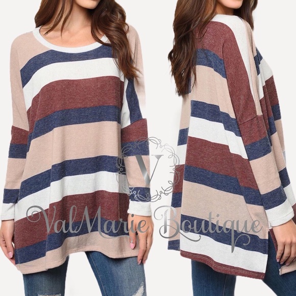 Glamping it up striped long sleeve top - Picture 3 of 3